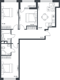 Квартира 77,4 м², 3-комнатная - изображение 1