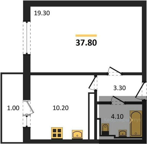 37,8 м², 1-комнатная квартира 4 441 500 ₽ - изображение 1