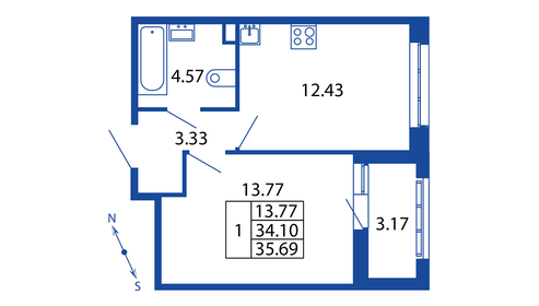 38,3 м², 1-комнатная квартира 6 970 000 ₽ - изображение 128