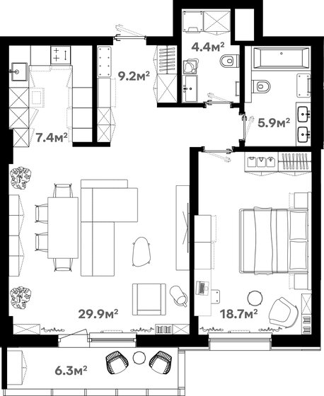 78,5 м², 2-комнатная квартира 11 382 500 ₽ - изображение 1