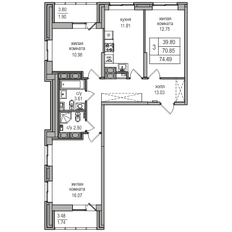 Квартира 70,9 м², 3-комнатная - изображение 5