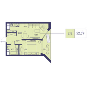 Квартира 52,6 м², 2-комнатная - изображение 1