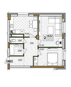 61,1 м², 2-комнатная квартира 14 358 500 ₽ - изображение 34