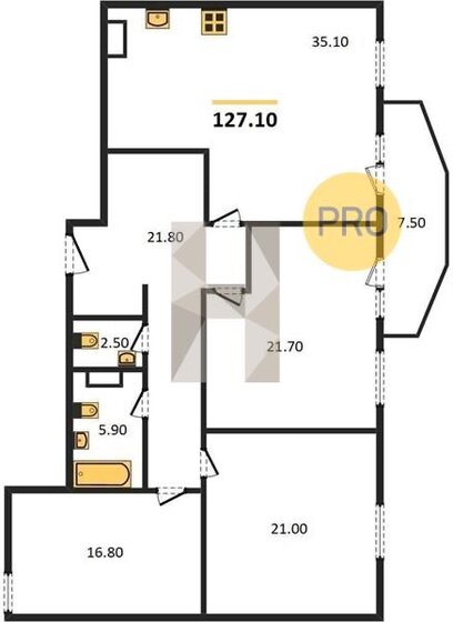 127,1 м², 3-комнатные апартаменты 32 675 000 ₽ - изображение 1
