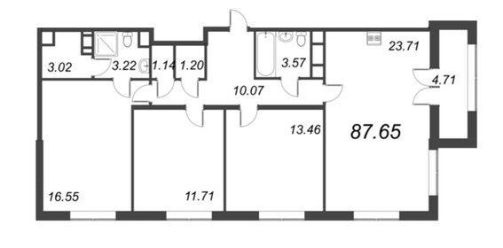 Квартира 87,7 м², 3-комнатная - изображение 1