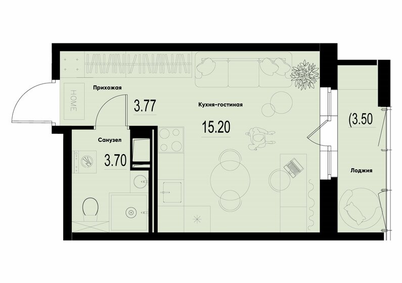 23,8 м², квартира-студия 4 287 600 ₽ - изображение 13