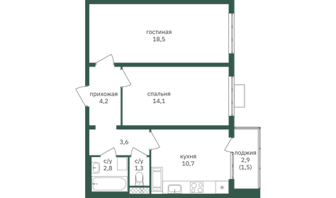 56,7 м², 2-комнатная квартира 17 825 000 ₽ - изображение 59