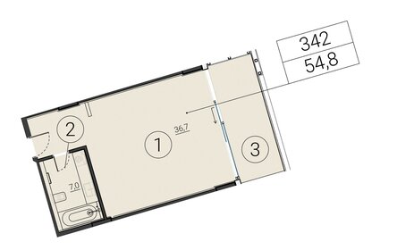 Квартира 54,8 м², 1-комнатные - изображение 1