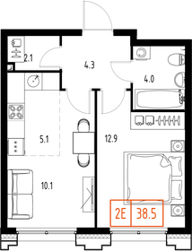 Квартира 38,5 м², 2-комнатная - изображение 2