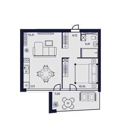 Квартира 45,2 м², 2-комнатные - изображение 1