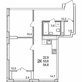 54,8 м², 2-комнатная квартира 7 672 000 ₽ - изображение 14