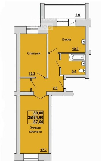 57,5 м², 2-комнатная квартира 7 500 000 ₽ - изображение 49