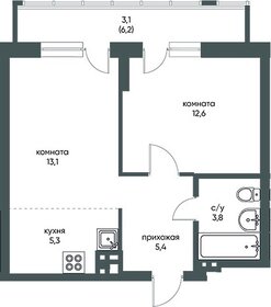 Квартира 43,3 м², 1-комнатная - изображение 1