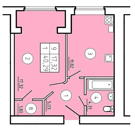 40,3 м², 1-комнатная квартира 3 167 000 ₽ - изображение 1