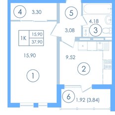 Квартира 37,9 м², 1-комнатная - изображение 2