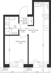 36,6 м², 1-комнатная квартира 10 234 000 ₽ - изображение 86