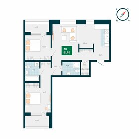 Квартира 74,6 м², 3-комнатная - изображение 1