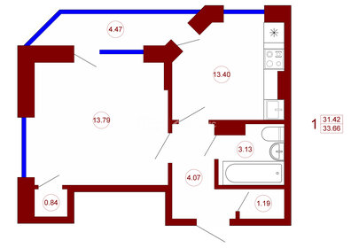 32 м², 1-комнатная квартира 3 150 000 ₽ - изображение 27