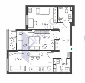 Квартира 68 м², 2-комнатная - изображение 1