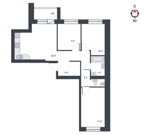 62,3 м², 3-комнатная квартира 8 410 500 ₽ - изображение 79
