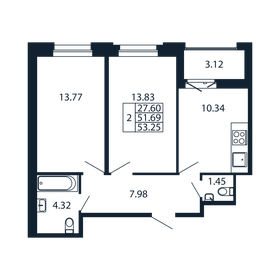 53,5 м², 2-комнатная квартира 6 897 888 ₽ - изображение 77