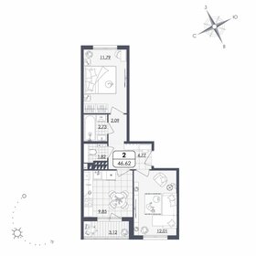 Квартира 46,6 м², 2-комнатная - изображение 1