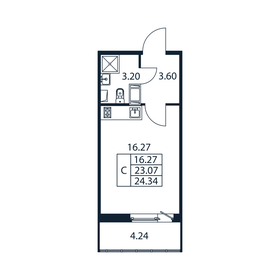 Квартира 24,3 м², студия - изображение 3