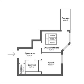 57 м², 1-комнатная квартира 7 499 999 ₽ - изображение 1