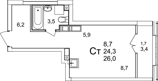 28,6 м², квартира-студия 4 250 000 ₽ - изображение 47