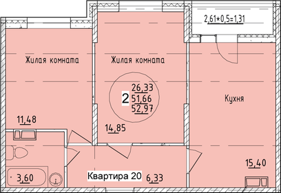 53 м², 2-комнатная квартира 6 859 615 ₽ - изображение 42