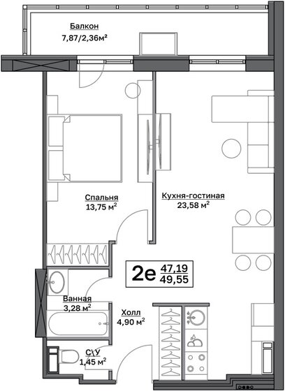 49,6 м², 1-комнатная квартира 6 081 080 ₽ - изображение 1