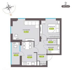 Квартира 54,2 м², 2-комнатная - изображение 1