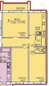 75 м², 3-комнатная квартира 5 990 000 ₽ - изображение 35