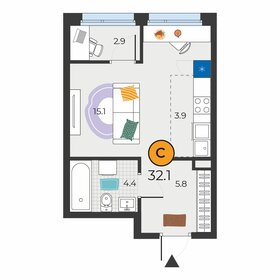 31 м², квартира-студия 5 700 000 ₽ - изображение 26