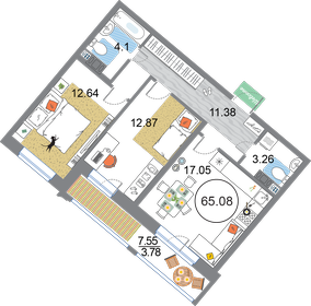 57 м², 2-комнатная квартира 22 000 000 ₽ - изображение 125