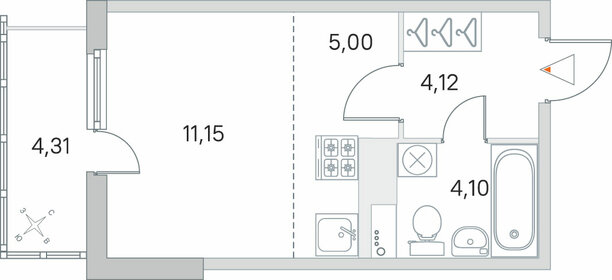 Квартира 25,7 м², студия - изображение 1