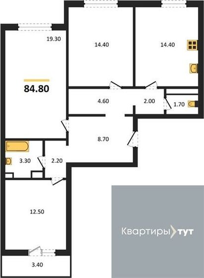 84,8 м², 3-комнатная квартира 8 268 000 ₽ - изображение 14