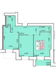55 м², 2-комнатная квартира 4 970 000 ₽ - изображение 1