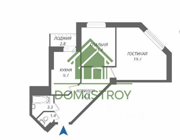 61,4 м², 2-комнатная квартира 5 950 000 ₽ - изображение 1