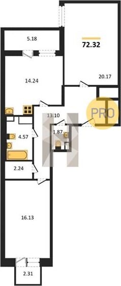 72,3 м², 2-комнатная квартира 19 050 000 ₽ - изображение 1