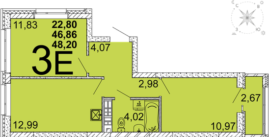 Квартира 48,2 м², 2-комнатная - изображение 1