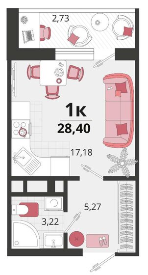 28,4 м², квартира-студия 3 900 000 ₽ - изображение 1