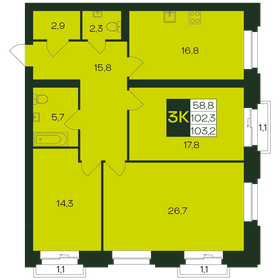 103,2 м², 3-комнатная квартира 10 836 000 ₽ - изображение 16