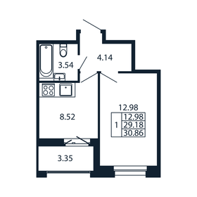 Квартира 30,9 м², 1-комнатная - изображение 3