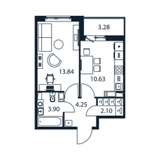 Квартира 36,4 м², 1-комнатная - изображение 3