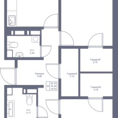 Квартира 78 м², 3-комнатная - изображение 3