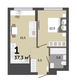 Квартира 37,3 м², 1-комнатная - изображение 2