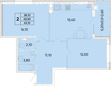 55,8 м², 2-комнатная квартира 4 600 000 ₽ - изображение 42