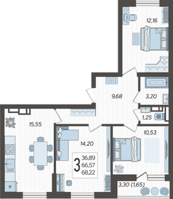 Квартира 68 м², 3-комнатная - изображение 3