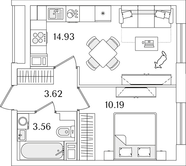 32,3 м², 1-комнатная квартира 8 250 488 ₽ - изображение 1